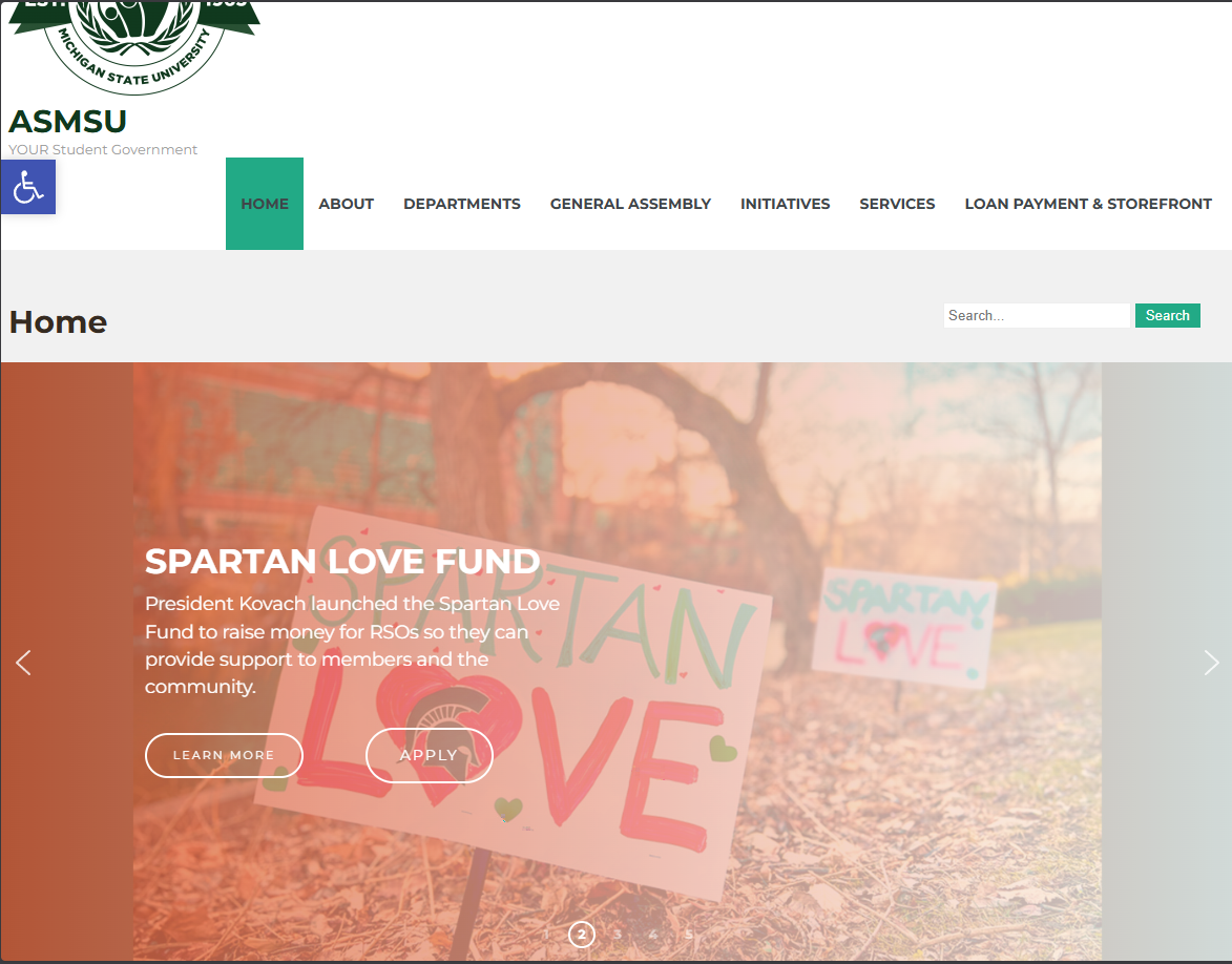 The ASMSU website I ran as webmaster at Michigan State